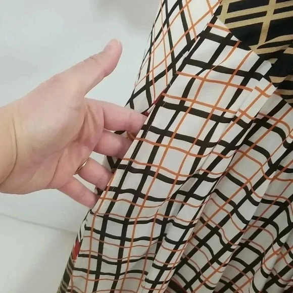 {Diana Gallesi} Italian Designer "Spicy Summer" Mixed Print Plaid Belted - Picture 9 of 14